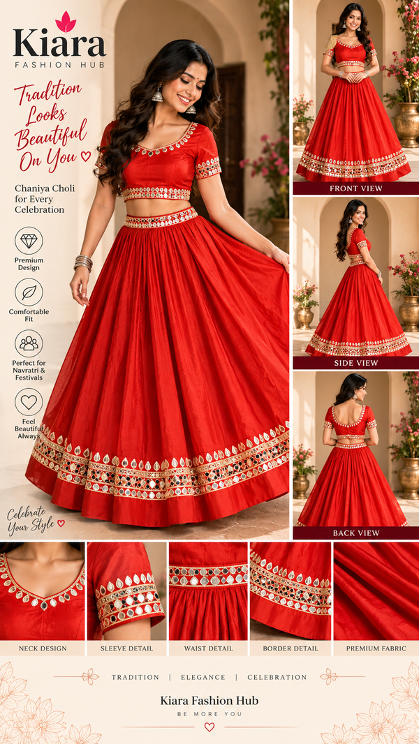 Orange Traditional Mirror Work Chaniya Choli